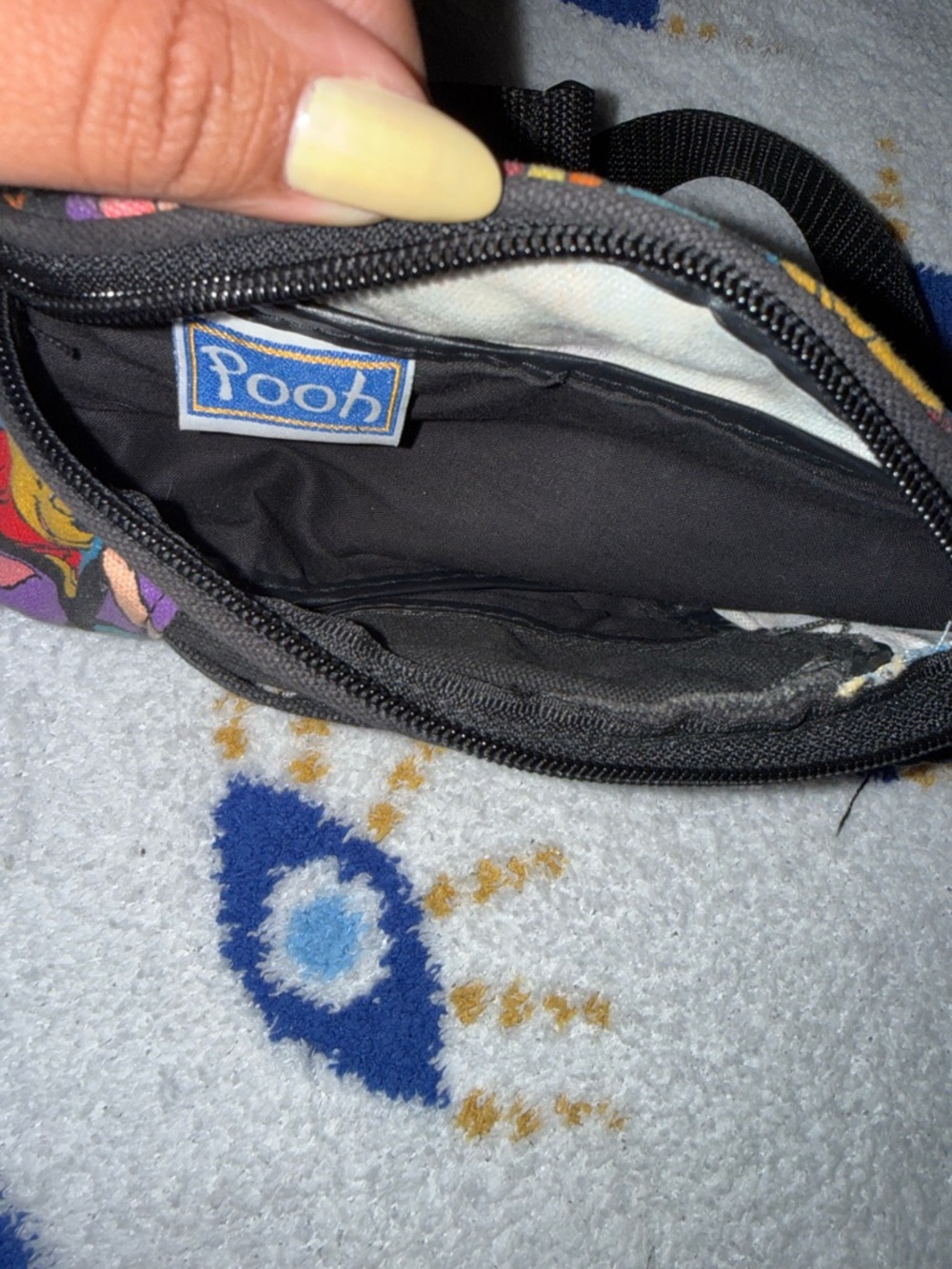 Vintage Disney Winnie the Pooh Black Fanny Pack with Colorful Character Panels - Picture 4 of 5